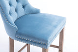 Contemporary Velvet Upholstered Barstools with Button Tufted Decoration and Wooden Legs, and Chrome W1143P177582