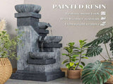 Outsunny 33.5" Outdoor Water, 4-Tier Floor Standing Resin Cascading Bowls Waterfall W2225P485602