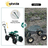 Rolling Garden Work Seat with Wheels, Garden Scooter with 360 Degree Swivel Seat Extendable Handle 82937416
