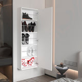 ZNTS Montauk 5-Shelf Wall Mounted Shoe Cabinet with Mirror Door White B06280104