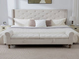 65.75" Wide Modern Upholstered Storage Bench With Double Lids, Napped fabric Foot Stool With Rolled 38105287