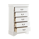 ZNTS Traditional Design White Finish 1pc Chest of 5 Drawers Antique Drop Handles Drawers Bedroom B01149270