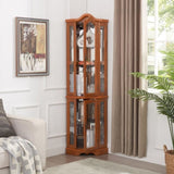 Curio Lighted Glass Display Curio w/Tempered Glass Doors and Shelves, Crown Corner W2275P178902