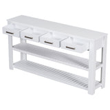 U_Style Stylish Entryway Console Table with 4 Drawers and 2 Shelves, Suitable for Entryways, Living N711P241286K
