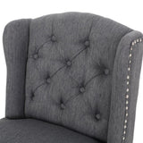 Vienna Contemporary Fabric Tufted Wingback 27 Inch Counter Stools, Set of 2, Charcoal and Dark Brown 64855.00CHAR