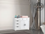 Storage Bathroom Cabinet, 2 Doors 5 Drawers Bathroom Cabinet, White 13184001
