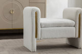 031-Teddy Fabric Single Bench Shoe Bench Makeup Bench For Bedroom Indoor,Ivory W527122003