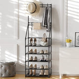 ZNTS 5-layer shoe rack, suitable for entrances, narrow shoe racks, jackets, and shoe racks, with 8 hooks 24760479