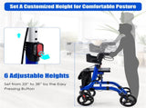 2-in-1 Blue Rollator Walker & Wheelchair - 330 lbs Capacity, 8" PVC Wheels X-Shaped Structure 43466378