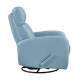 Glider Recliner Chair with Swivel Motion Blue Leather Upholstery Solid Wood Comfort Luxury Living B011P330087