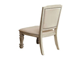 Set of 2 Padded Fabric Dining Chairs in Antique White and Ivory B016P156592