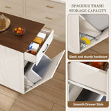 46" Kitchen Island on Wheels with Storage & Power Outlet - Movable Rustic Breakfast Bar Table, Wood W2700P300559