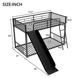 Metal Bunk Bed with Slide, Twin over Twin, Black MF285671AAB