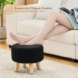 Round Ottoman Multifunctional Cotton Knitted Shoe Changing Stool Footrest Stool for Living Room 17932579