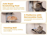 Door Hanging Cat Tree 5-Level Height Adjustable 4-Tier Climber No-Drill for Apartment Grey 62993230