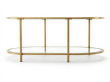 2-Tier Oval Coffee Table, 37.8" x 19.7" x 18.1", Tempered Glass Tabletop & 13436902