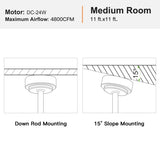 Smart 48 in. integrated LED Balck Ceiling Fan with Remote Contorl and Plywood Blades W1367P182811