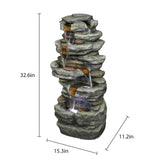 ZNTS 32.6inches Rock Water Fountain with Led Lights[Unable to ship on weekends, please place orders with 48876684