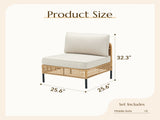 Outdoor Natural Wicker Sofa Boho Patio Sectional Loveseat Furniture Set with Beige Csuhions T3773P419998