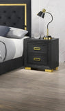 Glamorous 1pc Modern Glam Style 2-Drawer Nightstand Black Gold Finish Gold-colored Hardware Bedroom B011P144711