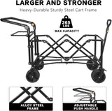 Collapsible Wagon Heavy Duty Folding Wagon Cart with Removable Canopy, 4" Wide Large All Terrain 78632388