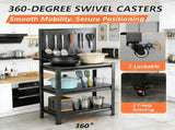 Outdoor Grill Cart Table with Pegboard, Indoor and Outdoor Pizza Oven Table with Lockable 91535254