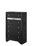 Modern Luxury 1pc Glam 5-Drawer Chest Pullout Jeweler Tray Silver Panel Bedroom Solid Wood Wooden B011P234314