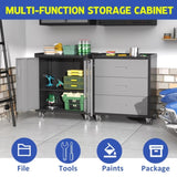 ZNTS Heavy-Duty Metal Storage Cabinet with Wheels - 3 Drawer Tool Cabinet for Garage, Office, and Home T2398P222835