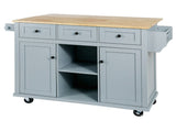 Kitchen Cart with Rubber wood Drop-Leaf Countertop ,Cabinet door internal storage racks,Kitchen 24138755