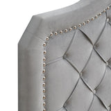 Upholstered Bed Button Tufted with Curve Design - Strong Wood Slat Support - Easy Assembly - Gray W2297140924