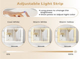 White Vanity Desk and Stool Set with Sliding Mirror & 3-Mode LED Light Strip, Anti-Toppling Dressing 57857902