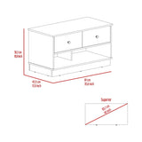 ZNTS Light Oak Rectangle 2-Shelf 2-Drawer Storage Bench B06280461