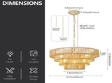 64.97" Tiered Glass Chandelier, 6-Light B12 Socket Pendant Light, Gold Metal Frame, Adjustable W6558P574496