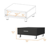 ZNTS Black Wengue 1-Drawer Rectangle Coffee Table B06280212