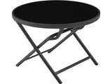 Outdoor Folding End Table with Tempered Glass Top, Black 92021317