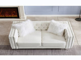 Beige, 23 Seat Sofa Set, Velvet Crystal Buckle Upholstery Sofa, Crystal Feet, Removable Cushion, 27013194