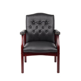 ZNTS Leather Reception Guest Chairs W/Padded Seat and Arms Ergonomic Mid-Back Office Executive Side Chair W133356881