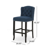 Vienna Contemporary Fabric Tufted Wingback 31 Inch Counter Stools, Set of 2, Navy Blue and Dark 64856.00NBLU