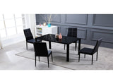 4pcs Elegant Dining Chairs with 6 Grids Decoration Backrest White Cushion Black 69161445
