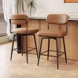 360 &deg Rotating Bar Chair Bar Stool bar stools set of 2 piece set with leather cushions and iron W1727P251187