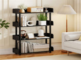 4-Tier Anti-Tipping Open Bookcase with Elevated Legs, Black Display Rack for Home Office 37815024