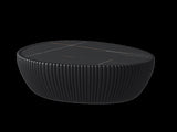 Black Sintered stone Top goose eggs Shape Leather Coffee modern Sofa Table for Living Room furniture W3081P338226