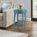 Teal Round Side Table with Bottom Shelf B062P181367