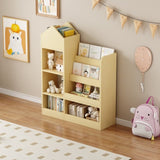 Wood Kids Wooden Bookshelf Toy Storage Organizer with Bookcase, Kid's Bin Storage Unit with 6 W2876P233553