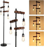 Dimmable Industrial Floor Lamp, Farmhouse Tree Floor Lamp, 68 Inch 3 Lights Wood Standing Lamp, W2738P227440