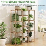 ZNTS Multi-tier Wooden Plant Stand 11 Potted Flower Display Shelf Rack Vase Holder for Patio Balcony 57384920