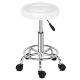 ZNTS Round Stool with Lines Rotation Bar Stool White 44812868