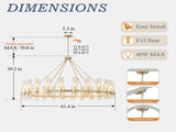 61.4' Gold Wagon Wheel Chandelier With 24 Lights Kit , Pendant Light with Seeded Glass W5008P543993