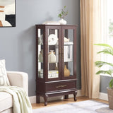 Curio Cabinet Lighted Glass Cabinet Glass Wine Cabinet Curio Display Cabinet with Adjustable Glass W2275P199813