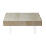 34.65'' Square Faux Travertine Pattern Coffee for Living Room,MDF,Modern Design Coffee W2582P279897